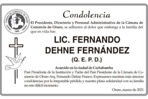 Condolencia por el fallecimiento de Lic. Fernando Dehne Fernández