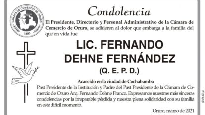 Condolencia por el fallecimiento de Lic. Fernando Dehne Fernández