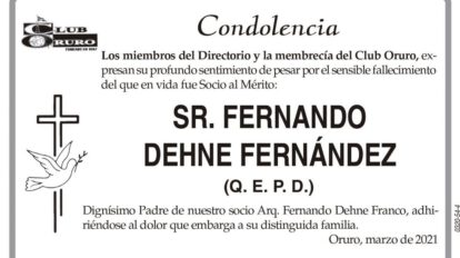 Condolencia por el fallecimiento de Fernando Dehne Fernández