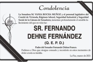 Condolencia por el fallecimiento de Fernando Dehne Fernández