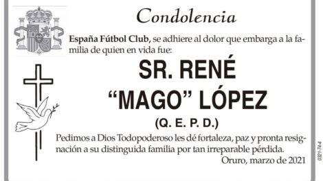Condolencia por la muerte de René “Mago” López