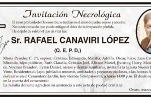 Invitación Necrológica: Sr. Rafael Canaviri López