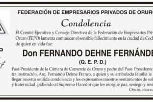 Condolencia por el fallecimiento de Fernando Dehne Fernández