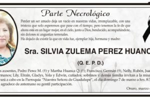 Necrológico de Silvia Zulema Perez Huanca