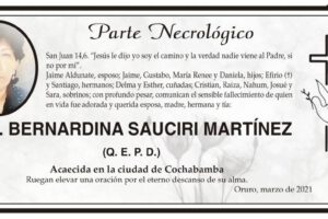 Necrológico de Bernardina Sauciri Martínez