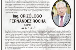 Ing. Crizólogo Fernández Rocha obituario