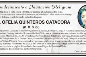 Agradecimiento e Invitación Religiosa por Ofelia Quinteros Catacora