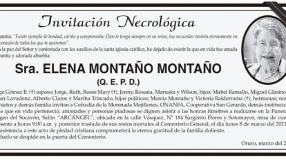 Invitación Necrológica de Elena Montaño Montaño