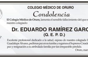Condolencia por el fallecimiento del Dr. Eduardo Ramírez García