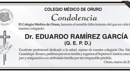 Condolencia por el fallecimiento del Dr. Eduardo Ramírez García