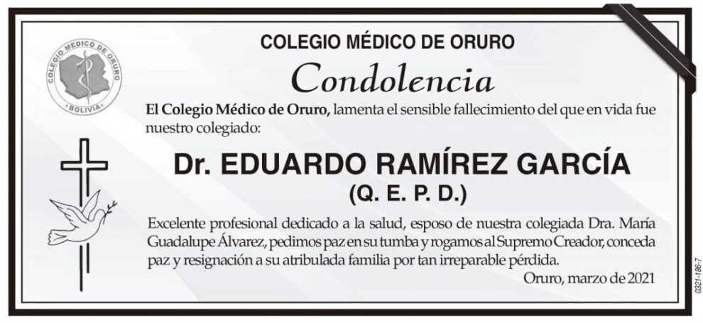 Condolencia por el fallecimiento del Dr. Eduardo Ramírez García