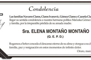 Condolencia por la pérdida de Elena Montaño Montaño