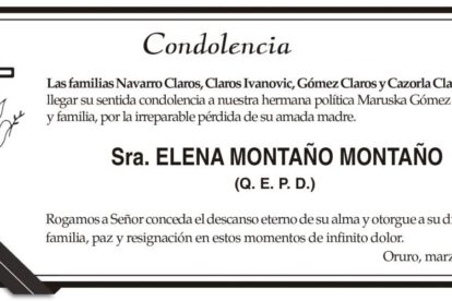 Condolencia por la pérdida de Elena Montaño Montaño