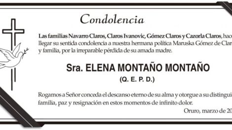 Condolencia por la pérdida de Elena Montaño Montaño