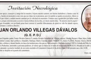 Invitación Necrológica: Juan Orlando Villegas Dávalos