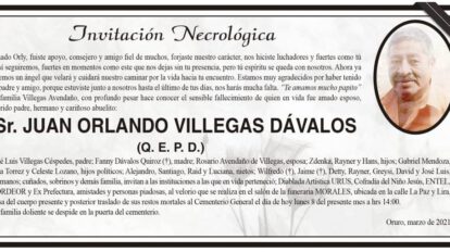Invitación Necrológica: Juan Orlando Villegas Dávalos