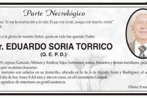 Parte Necrológico de Eduardo Soria Torrico