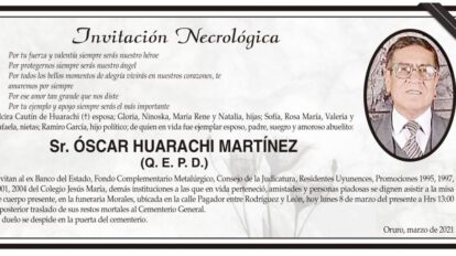 Invitación Necrológica: Óscar Huarachi Martínez