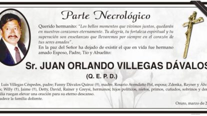 Obituario de Juan Orlando Villegas Dávalos