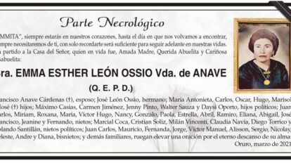 Necrológico de Emma Esther León Ossio