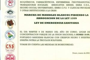 Marcha de Mandiles Blancos en Oruro