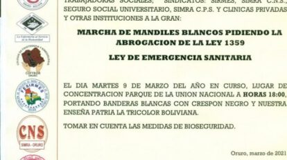 Marcha de Mandiles Blancos en Oruro