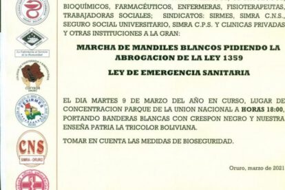 Marcha de Mandiles Blancos en Oruro