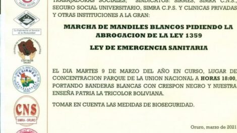 Marcha de Mandiles Blancos en Oruro