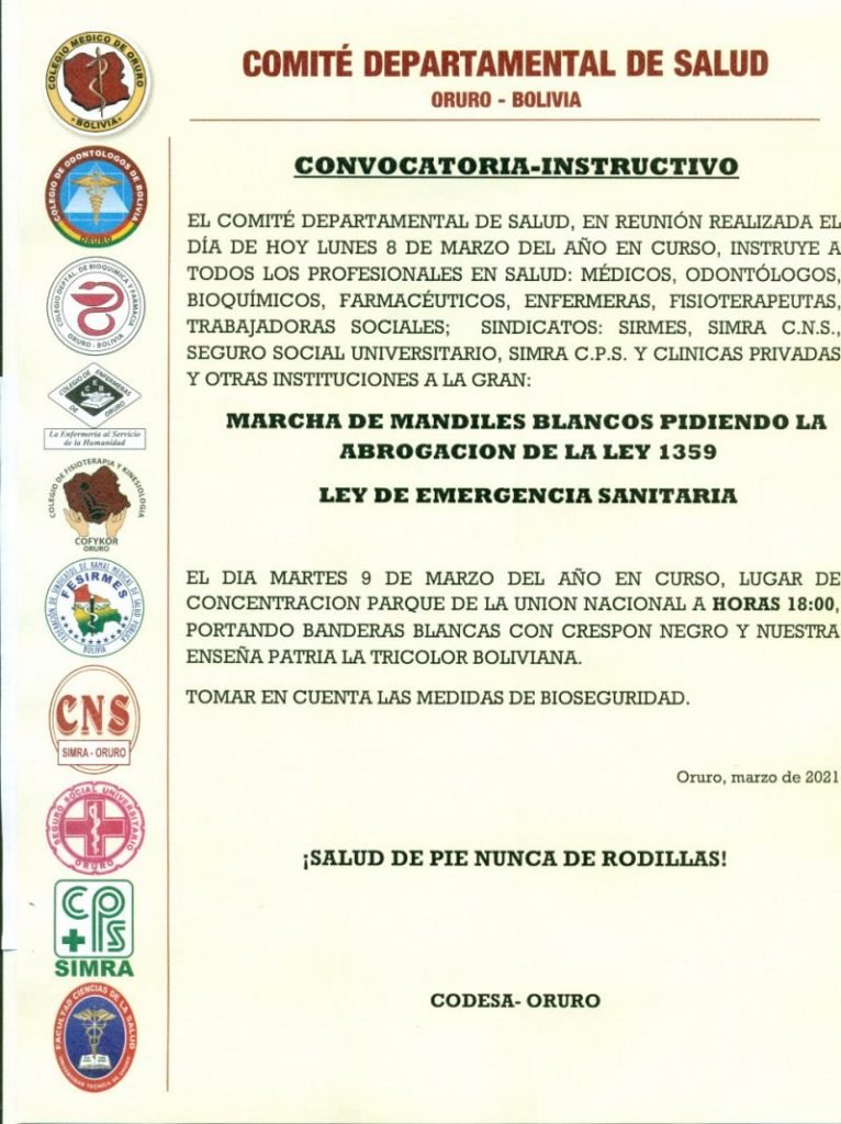 Marcha de Mandiles Blancos en Oruro