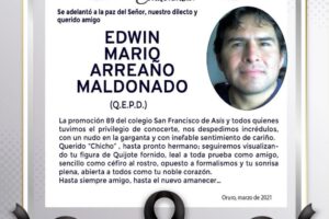 Condolencia por Edwin Mariq Arreano Maldonado