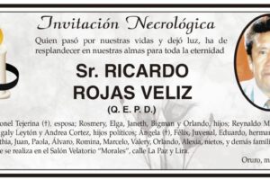 Invitación Necrológica: Sr. Ricardo Rojas Veliz (Q. E. P. D.)