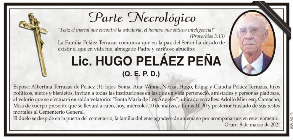 Lic. Hugo Peláez Peña Q. E. P. D.