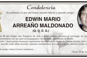 Condolencia por Edwin Mario Arreano Maldonado