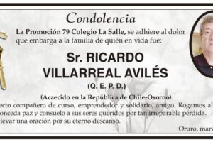 Condolencia por Ricardo Villarreal Avilés