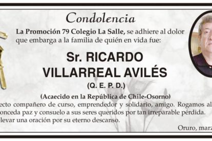 Condolencia por Ricardo Villarreal Avilés