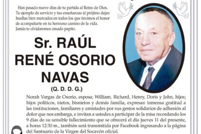Invitación Necrológica: Raúl René Osorio Navas