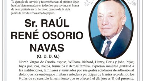 Invitación Necrológica: Raúl René Osorio Navas