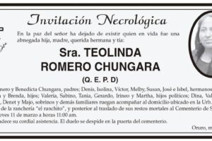Invitación Necrológica: Teolinda Romero Chungara