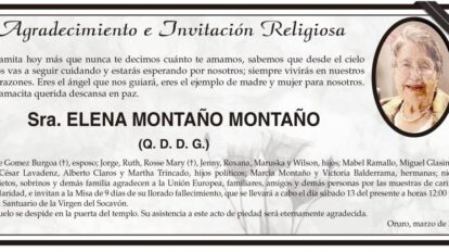 Agradecimiento e Invitación Religiosa por Elena Montaño Montaño