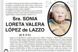 Invitación Necrológica de Sonia Loreta Valera López