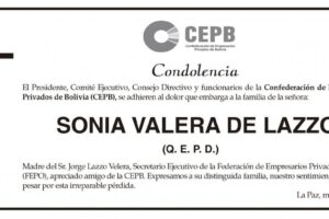 Condolencia por Sonia Valera de Lazzo