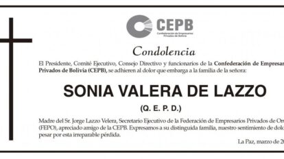 Condolencia por Sonia Valera de Lazzo