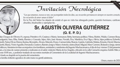 Invitación Necrológica de Agustín Olivera Gutiérrez