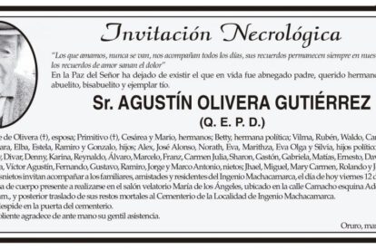 Invitación Necrológica de Agustín Olivera Gutiérrez