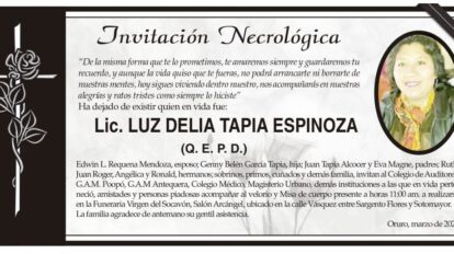 Lic. LUZ DELIA TAPIA ESPINOZA Q. E. P. D.