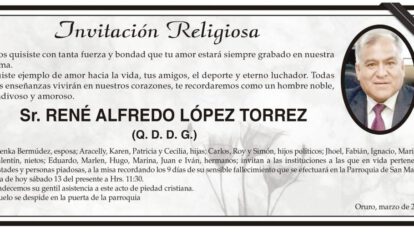 Invitación Religiosa: René Alfredo López Torrez