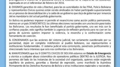 Estado de emergencia Bolivia