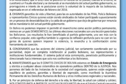 Estado de emergencia Bolivia