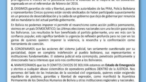 Estado de emergencia Bolivia