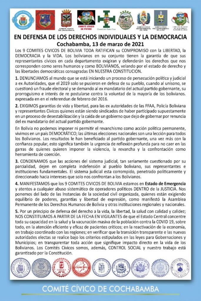 Estado de emergencia Bolivia